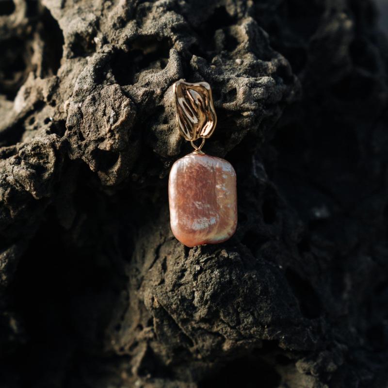 Gold Color Drop Earrings with Leaf Design and Nugget Stones